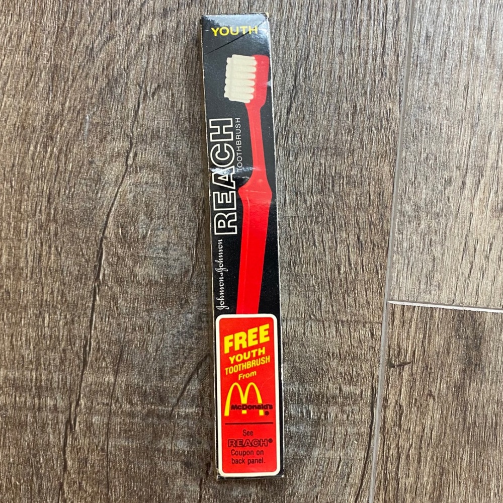 Vintage Johnson & Johnson Reach Youth Toothbrush McDonald's Promotional Red New